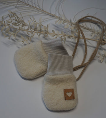 Kuschelige Wollwalk Baby Handschuhe/ Fäustlinge/ Cremeweiß/ 100% Wolle/ verschiedene Größen