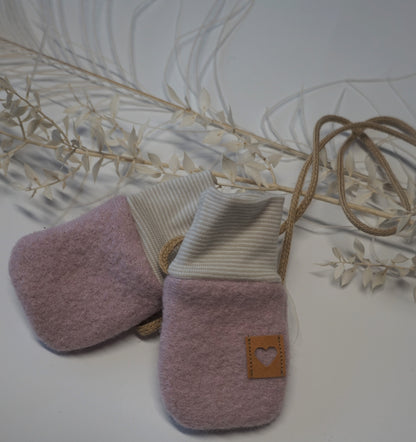 Kuschelige Wollwalk Baby Handschuhe/ Fäustlinge/ Altrosa/ 100% Wolle/ verschiedene Größen